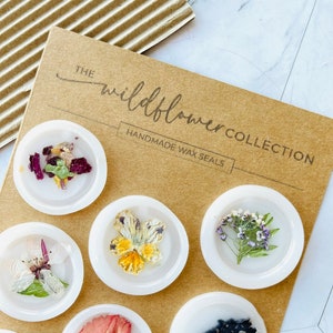 Pressed Flower Vellum Wax Seal Collection. Set of 9 Wildflower Adhesive Wax Seal Stickers for Cards & Invitations. Ready to Ship image 2