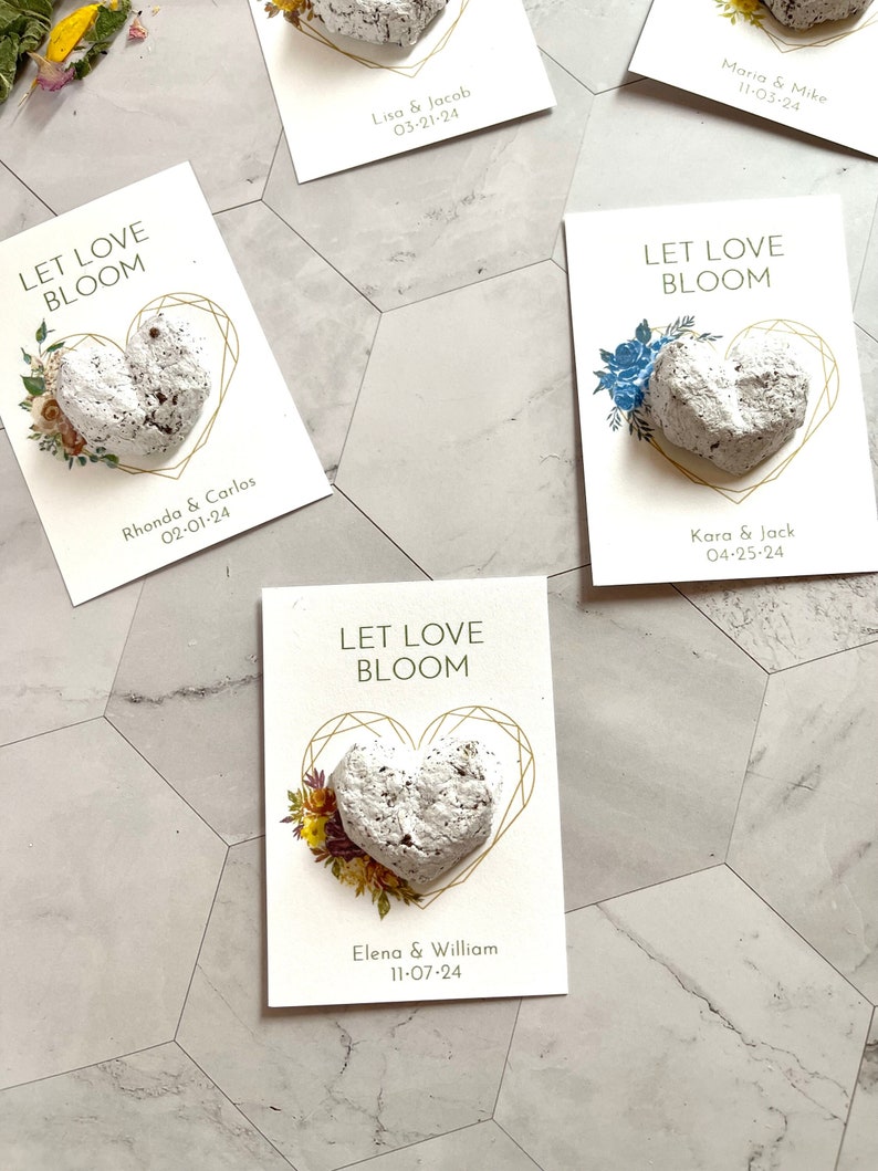 Eco-Friendly Seed Bomb Wedding Favors. Personalized Heart Seed Bomb Cards Glassine Envelope and Wax Seal. Recycled Paper Wildflower Seeds image 8