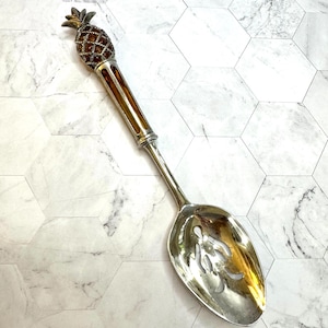 International Silver Company Serving Spoon Pineapple Handle Pierced Slotted