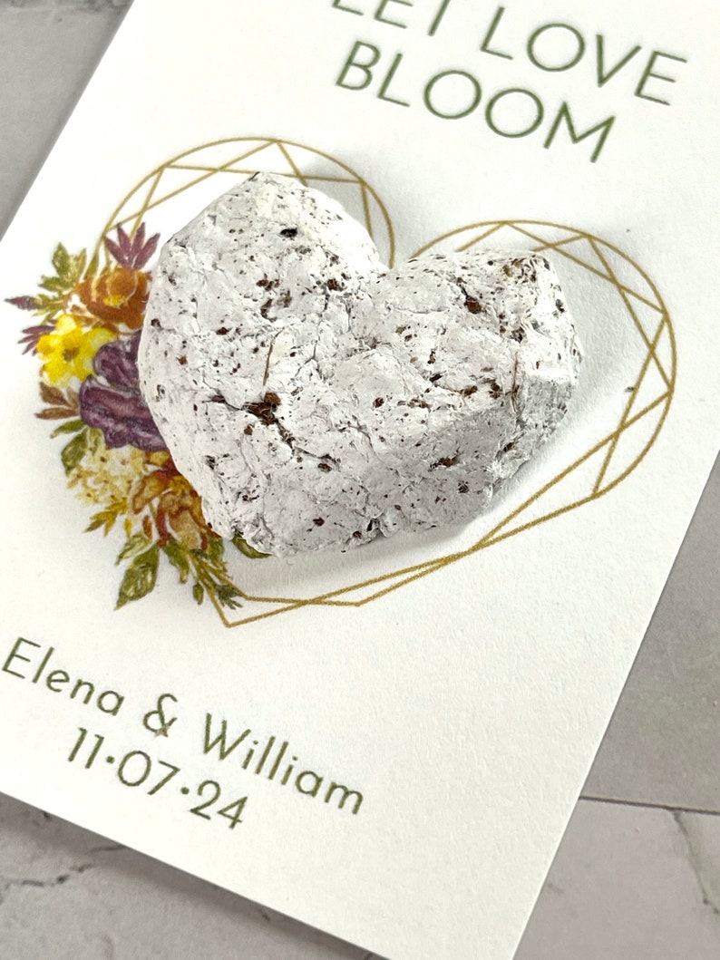 Eco-Friendly Seed Bomb Wedding Favors. Personalized Heart Seed Bomb Cards Glassine Envelope and Wax Seal. Recycled Paper Wildflower Seeds image 7