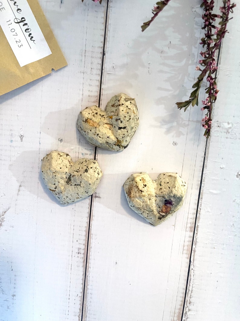 Bulk Seed Bombs, Geometric Heart Shaped, Eco Friendly Wedding & Party Favors, Recycled, Plantable Wildflower Seeds, Biodegradable Bild 3