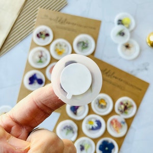 Pressed Flower Vellum Wax Seal Collection. Set of 9 Wildflower Adhesive Wax Seal Stickers for Cards & Invitations. Ready to Ship image 7