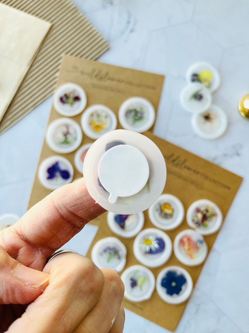 Pressed Flower Vellum Wax Seal Collection. Set of 9 Wildflower Adhesive Wax Seal Stickers for Cards & Invitations. Ready to Ship image 7