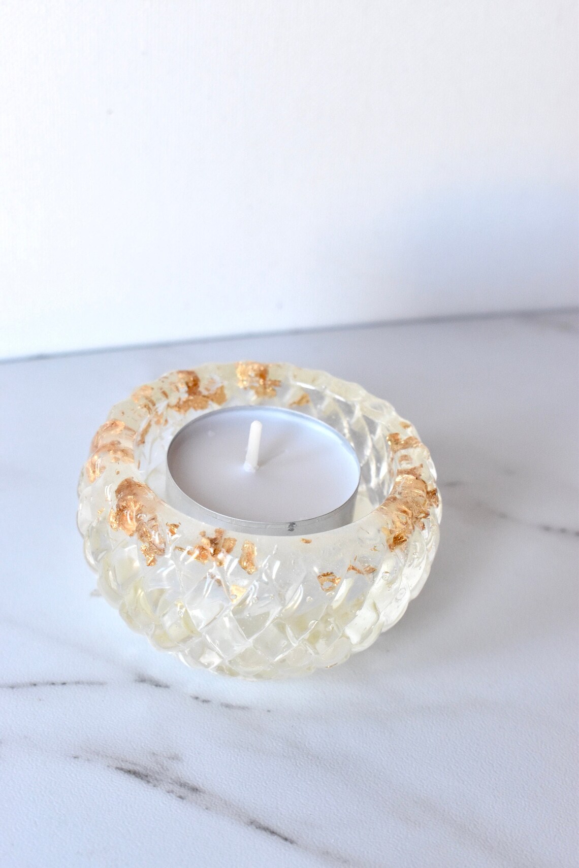 Dried Flower Votive Candle Holder Free Shipping Gold Leaf Etsy