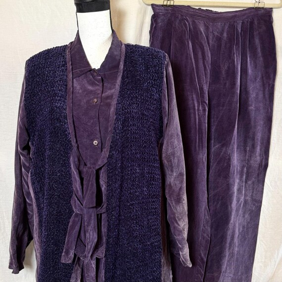 Vintage E. Clair Designs Austin Texas Women’s M/L Purple 100% Rayon 3 Pc Set