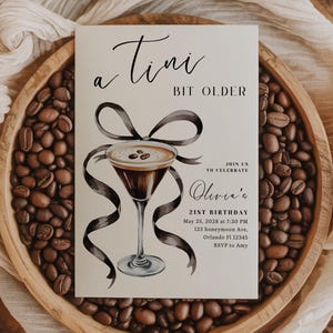 Espresso Martini Birthday Invitation: Chic 21st Birthday Party Evite (Canva Template Digital Download)