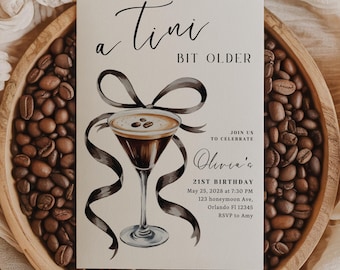 Espresso Martini Birthday Invitation: Chic 21st Birthday Party Evite (Canva Template Digital Download)