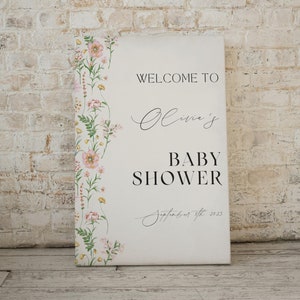 Editable Baby in Bloom Baby Shower Welcome Sign,Baby shower Welcome sign,Wildflower Welcome sign,Floral Baby Shower Sign Template