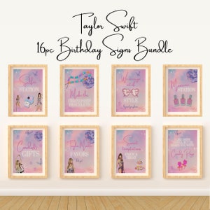 Paquete de pósteres imprimibles de cumpleaños de Taylor Swift, "En mi cumpleaños", letreros de cumpleaños, letreros para fiesta de Swiftie, 8x10, 5x7, plantilla editable