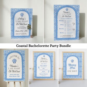 EditableCoastal Bachelorette Invitation and Itinerary Template, Coastal Grandma, Beach Bachelorette, Last Toast on the Coast, Template