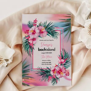Bach Island Bachelorette Invitation,Love Island Theme Beach Party Evite,Birthday Weekend Invite,Editable Canva Template,Digital Download