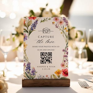 Capture The Love QR Code Sign,Wedding Photo Sign Printable,Share The Love Sign, Scannable Photo Sharing Sign,Canva,Editable Template