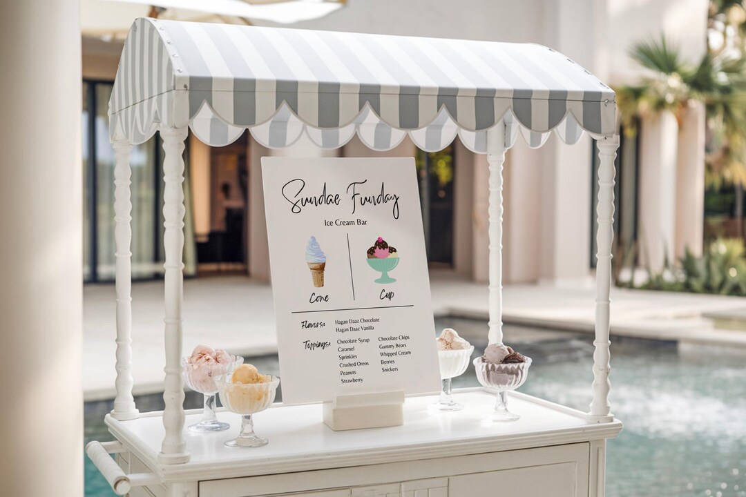 Ice Cream Bar Menu Sign Template: Editable Sundae Party Decor (digital ...