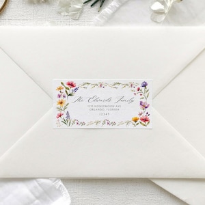 Wildflower Wedding Address Labels 4x2, Elegant,Printable Address Labels, Customizable Avery Large Shipping Label Template,Digital Download