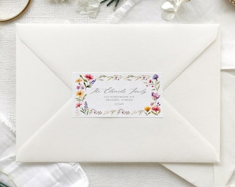 Wildblumen Hochzeitsadressaufkleber: Elegantes Blumendesign (Digitaler Download)