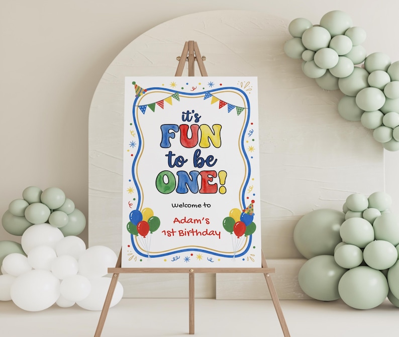 It's Fun to Be One Welcome Sign Template, Colorful Watercolor First ...