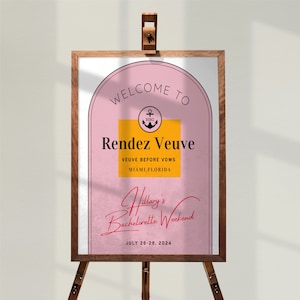 Veuve Before Vows Bachelorette Party Invitation Set, Last Rendez Veuve Weekend Itinerary,Welcome Sign, Canva Digital 3pc Template Download