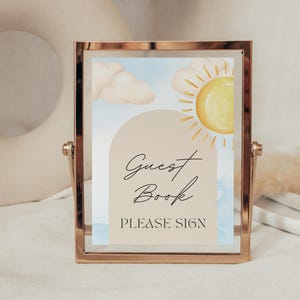 Boho Sunshine Baby Shower Guest Book Sign Template (Digital Download