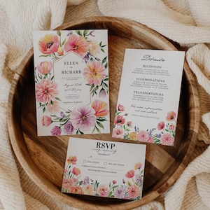 Wildflower Wedding Invitation Suite: Floral Garden Template (EDITABLE Download)