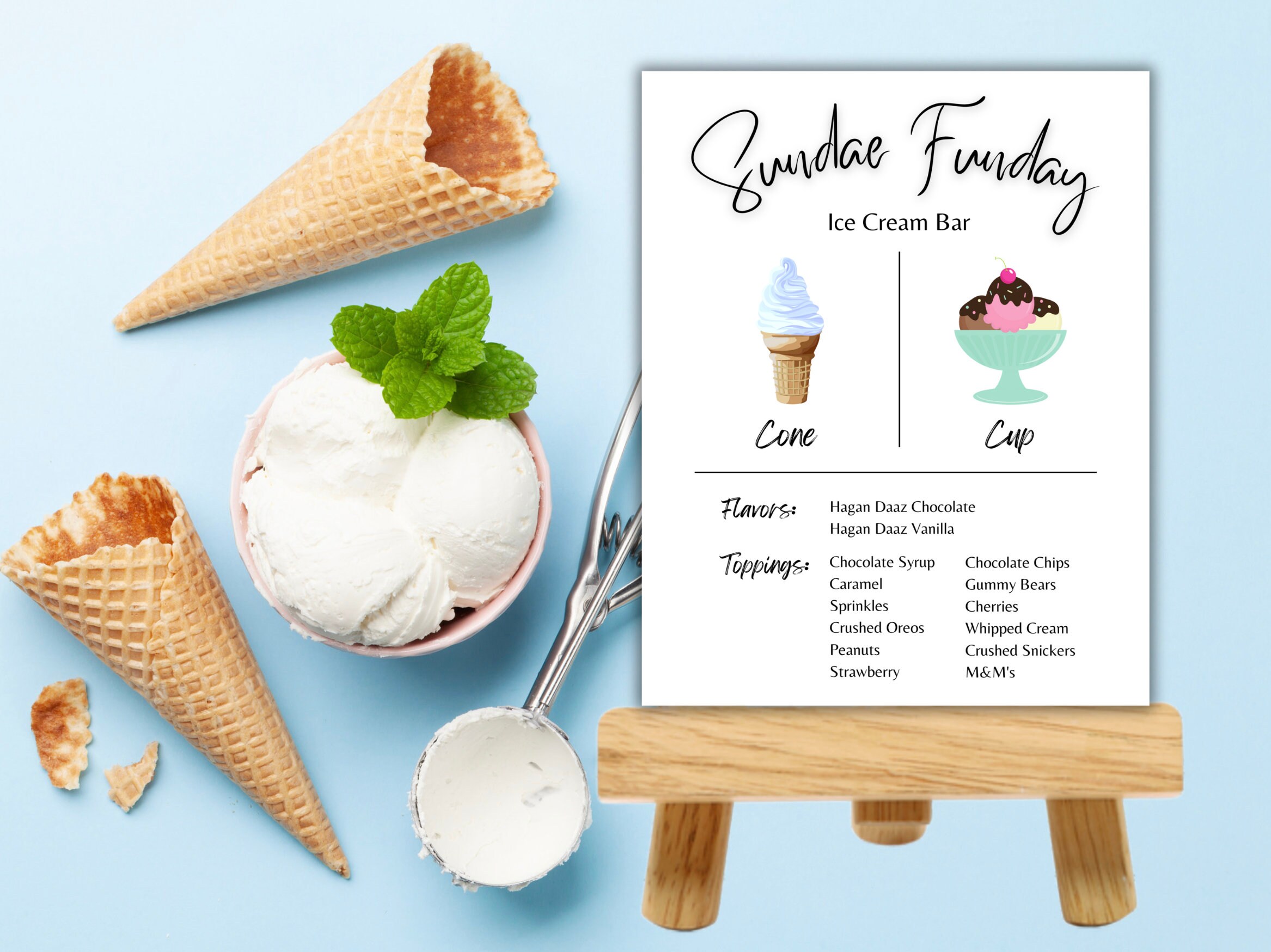 Ice Cream Bar Menu Template Sundae Minimalist Menu, Sundae Funday