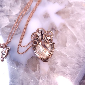 Handmade Wire wrap pendant, Oxidized copper, Crazy Lace Agate, small necklace. Ready to ship.