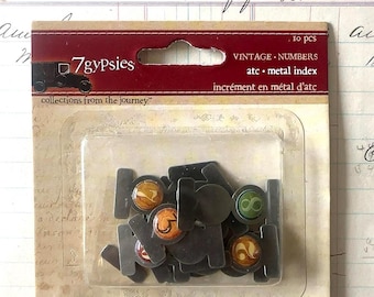 7 Gypsies ATC Metal Index Tabs Vintage Numbers | RETIRED