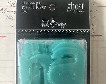 Heidi Swapp Ghost Alphabet Reason Lower Icy | 48 Acetate Letters | Aqua Scrapbook Alphabet | HS6337 | 2005 New Old Stock