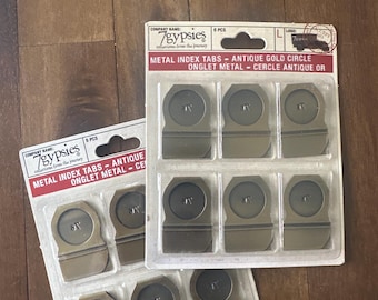 7gypsies Metal Index Tabs, Antique Gold Circle, Junk Journal Supply, Scrapbook Embellishment (6 pc)