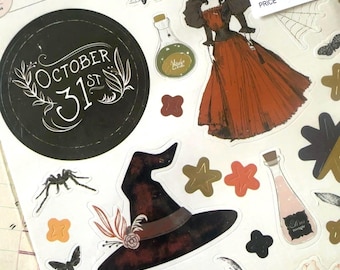 Pink Paislee Spellcast Halloween Stickers | Retired 2017 120 Piece Sticker Book | Vintage Journal Scrapbook Card Making Supplies