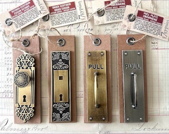 7 Gypsies Miniature Decorative Hardware | Victorian Escutcheon, Shaker Escutcheon & Pull Plate Charnières | Retired Junk Journal Hardware