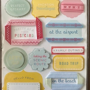 Martha Stewart Crafts Dimensional Travel Stickers | Vacation Scrapbook Embellishments (15 pcs)