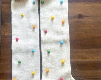 28” Oversized World Market Christmas Stockings Set of 2 | Sugarplums & Gingerbread Pom Pom Tassel Stockings RETIRED