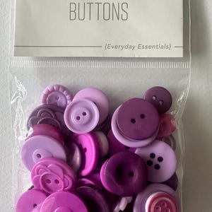 Studio Calico Color Theory Buttons | Pink Purple Craft Buttons | Everyday Essentials Embellishment Pack | Scrapbook Card Making Mixed Media