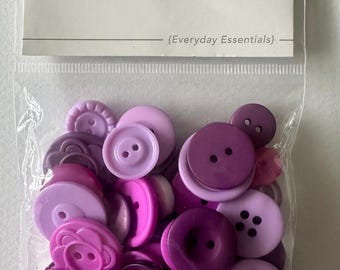 Studio Calico Color Theory Buttons | Pink Purple Craft Buttons | Everyday Essentials Embellishment Pack | Scrapbook Card Making Mixed Media