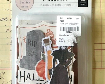 American Crafts Spellcast Thickers Chipboard Halloween Stickers | Retired 2017 AC Dimensional Embellishments | 2 Sheet Set