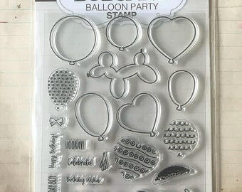 Bo Bunny Balloon Party Clear Stamp Set 26 Pc Birthday Balloons Retired 2018