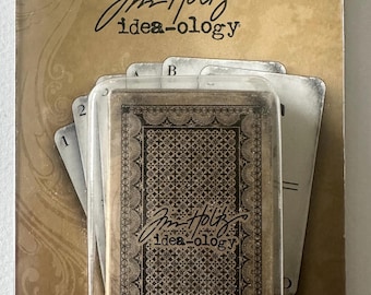 Tim Holtz Idea-ology Alpha Cards | 72 Mini Alphabet Cards | Scrapbooking Ephemera | Junk Journal Cards | Mixed Media Collage Supply