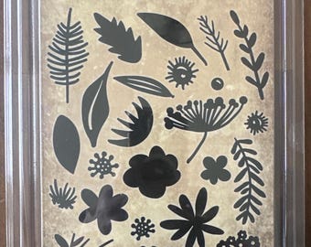 Tim Holtz Idea-ology Cling Foam Stamps Cutout Floral TH93703 | Botanical Flower Leaf Stamps for Mixed Media Scrapbooking