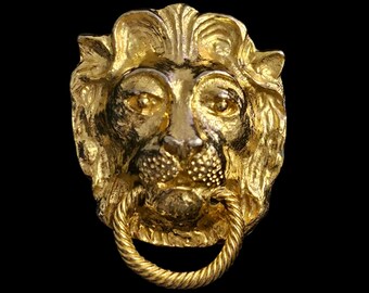 Lion Head Belt Buckle Mimi Di N Gold Tone Doorknocker  display picture 1