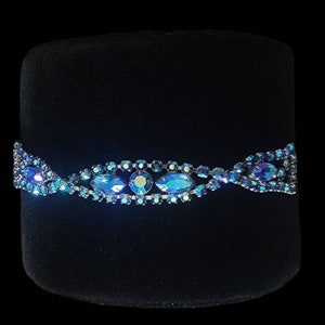 1940 Blau Aurora Borealis Steine Silber Ton Blau Strass Armband