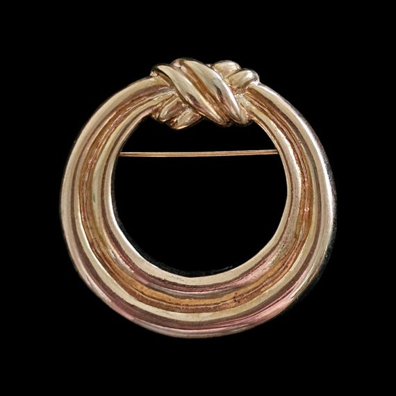 Vintage X Double Circle Gold Tone Brooch Pin