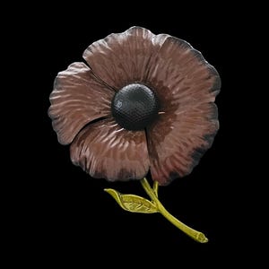 Vintage Flower Brooch Pin Brown Green