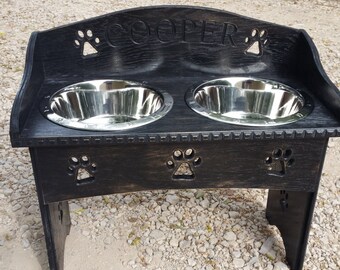 Luxurious Pooch Feeder Set with Classy Back Panel