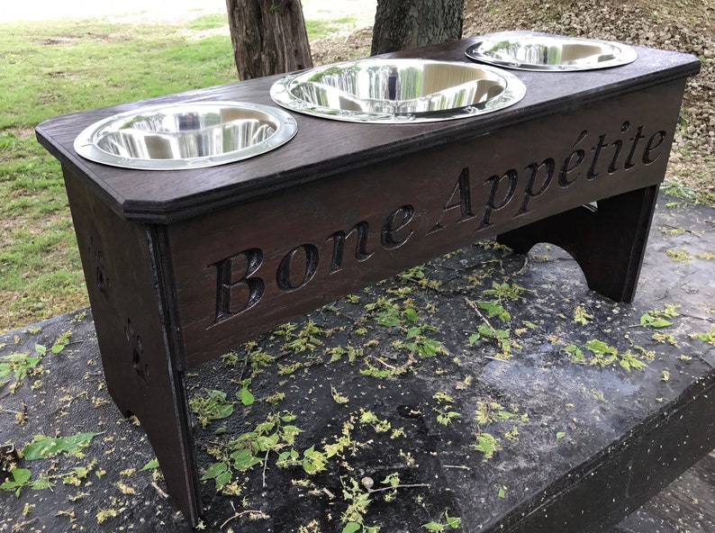 3 bowl dog feeder stand/Personalized image 2