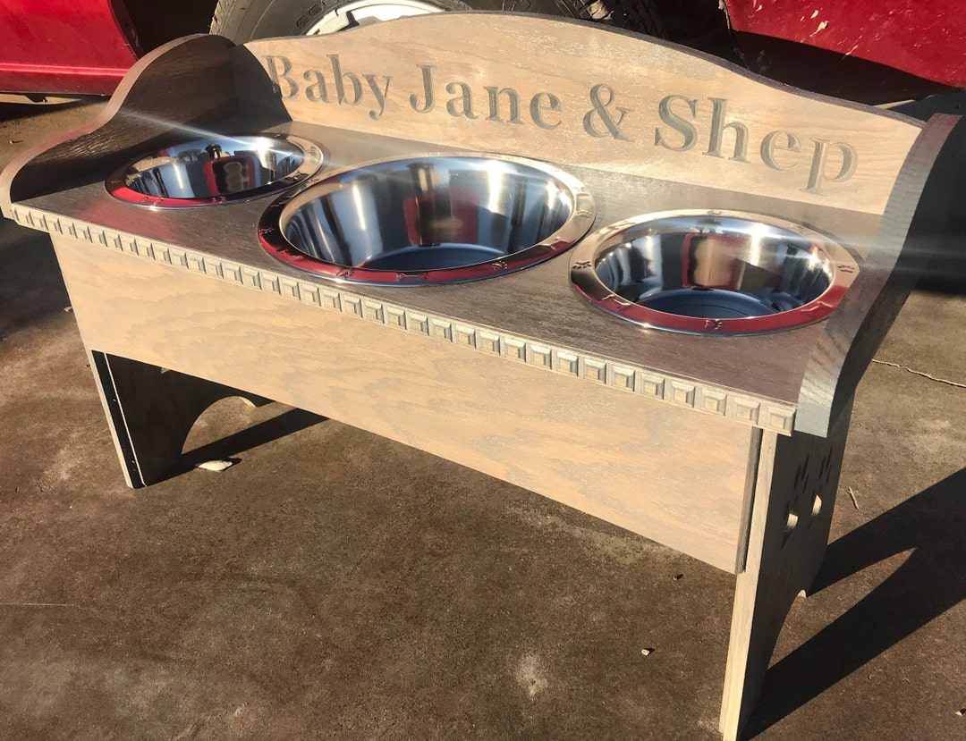 3 Bowl Dog Feeder // Backsplash 2 Paw Design Etsy