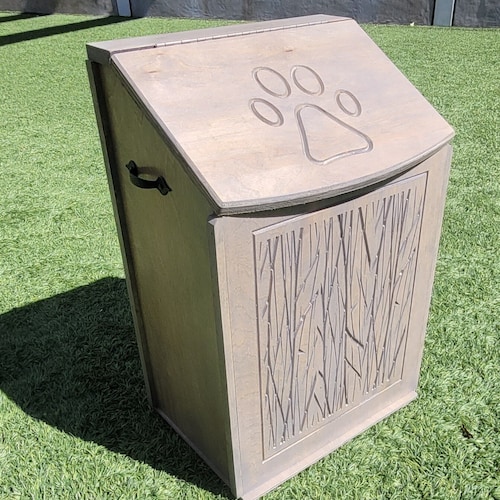 30lb Wooden Dog Food Storage Container Dog Food Bin Pet Food Etsy
