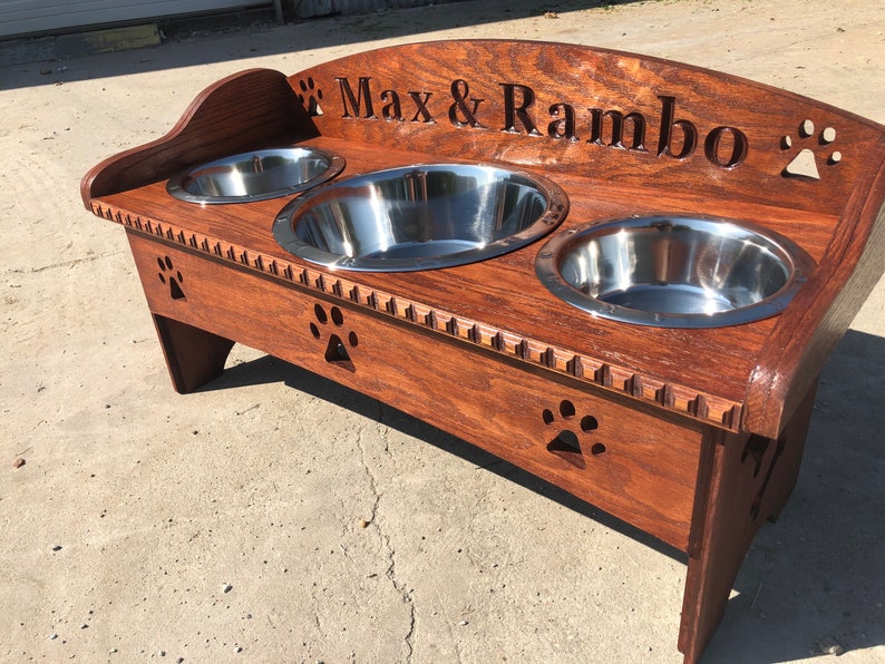 3 Bowl Dog Feeder // Backsplash 2 Paw Design Etsy