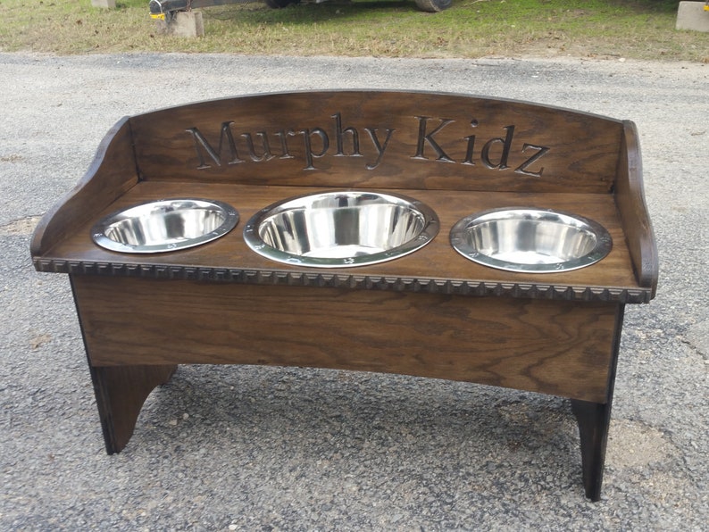 3 Bowl Dog Feeder // Backsplash 2 Paw Design Etsy
