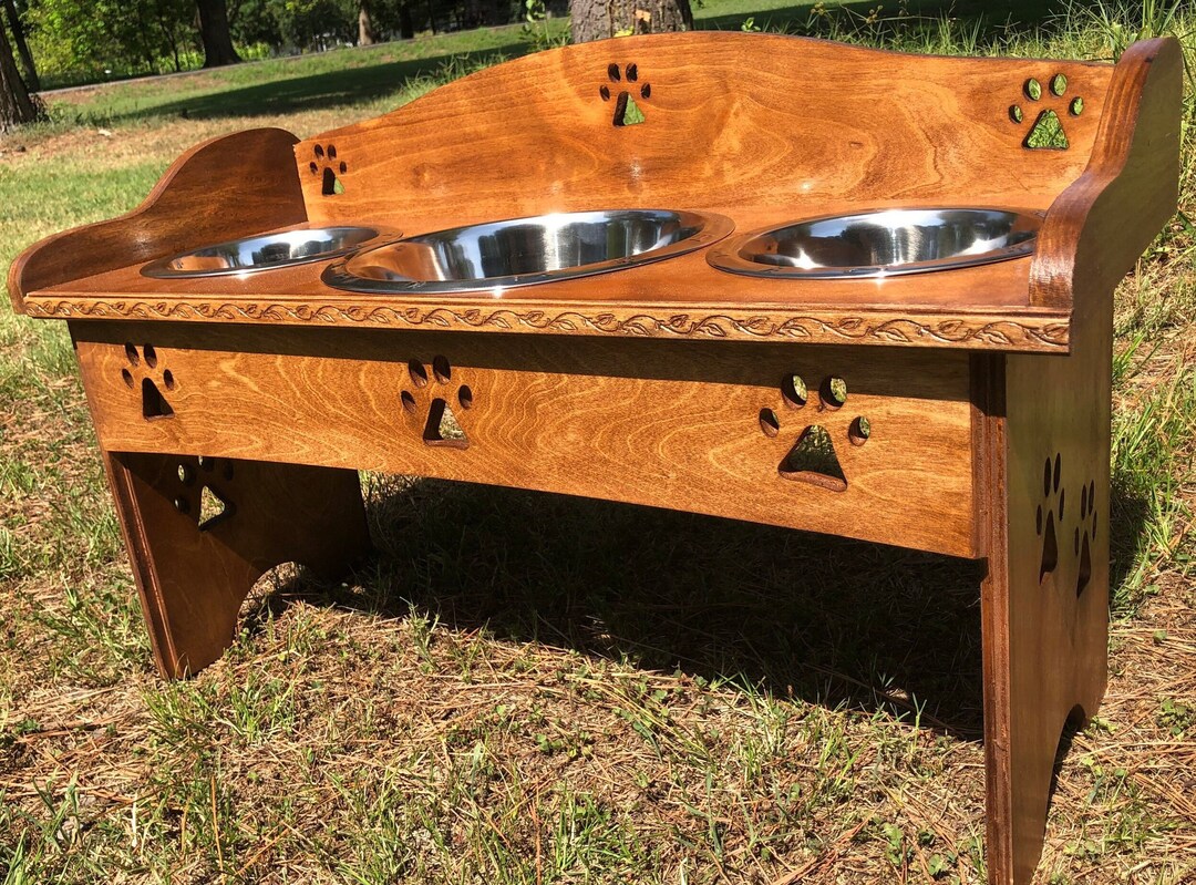 3 Bowl Dog Feeder // Backsplash 2 Paw Design Etsy