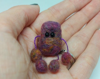 Misterioso duende de la preocupación, amuleto de la suerte, regalo de fieltro con aguja, miniatura, ayuda para la salud mental/alivio de la ansiedad/amigo de bolsillo, regalo de cumpleaños